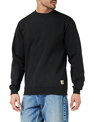 Men's Loose Fit Midweight Crewneck Sweatshirt, Black, XXL