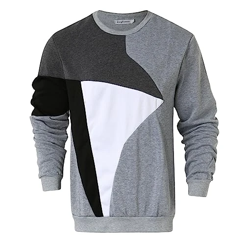 Men's Loose Fit Midweight Crewneck Sweatshirt Classic-Fit Workout Shirts Funny Fall Clothes Mature Barbecue Fall Sweaters Breathable Sweatshirts Grey