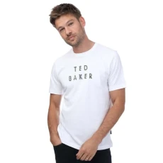 Men's Lough Embroidered Branded T-Shirt in White