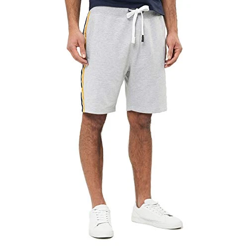 Mens Lounge Shorts Sports Training Gym Joggers Pants Jersey Pyjama Short Trouser (S, Side Stripe Gre