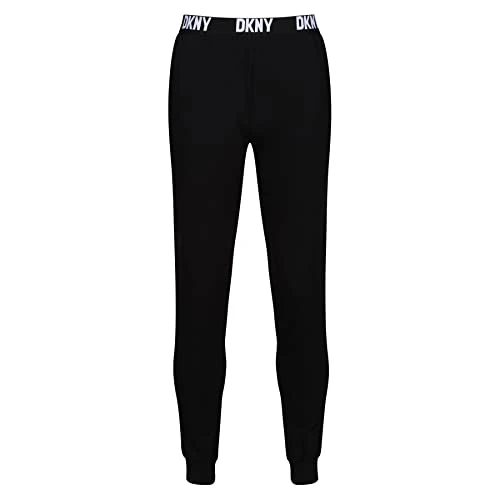 Men's lounge trousers in black, designer loungewear with distinctive brand waistband made from 100% 