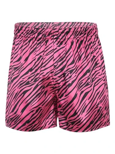 Mens Love Heart Print Christmas Shorts Loose Sports Pants Underwear Summer Silk Satin Boxers Rose A 3XL