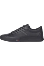 Men’s Low Top Leather Trainers, Black (Black), 10,5