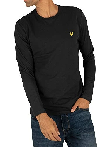 Men's LS Crew Neck T-Shirt, True Black, Medium (Size: M)