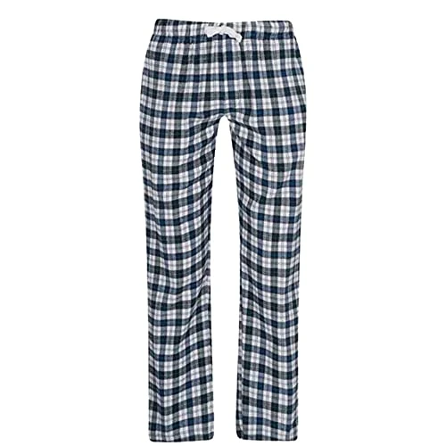 Mens Lumberjack Check Pyjama Bottoms Adjustable Drawcord (L, GREEN CHECK)