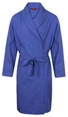 Men's Luxury Lightweight Cotton Dressing Gown – Blue Polka Dot Pattern (XXL)