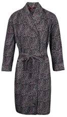 Men's Luxury Lightweight Cotton Dressing Gown – Navy & Wine Paisley Pattern (Medium)