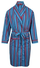 Men's Luxury Lightweight Cotton Dressing Gown – Turquoise Stripe (Medium)