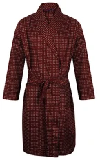 Men's Luxury Lightweight Cotton Dressing Gown – Wine Diamond Pattern (Large)