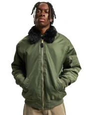Men's MA2 Fur Collar Jacket, Olive, M Men's MA2 Fur Collar Jacket, Olive, M