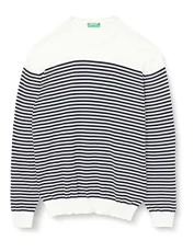 Men's Maglia G/C M/L 1098K100L Sweater, Bianco Fantasia a Righe 901, S