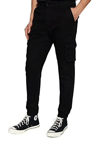 Men's Man Normal Waist Jogger Pants, Black, 33