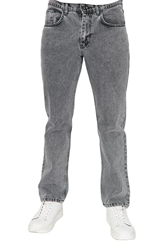 Men's Man Normal Waist Straight Leg Regular fit Jeans Pants, Grey, W40