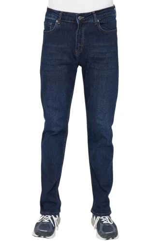Men's Man Plus Size Normal Waist Straight Leg Regular fit Jeans Pants, Navy Blue, 31