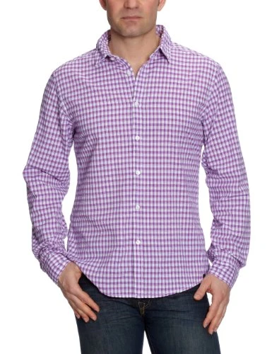 Men's Mao Long Sleeve Casual Shirt - Purple - 44