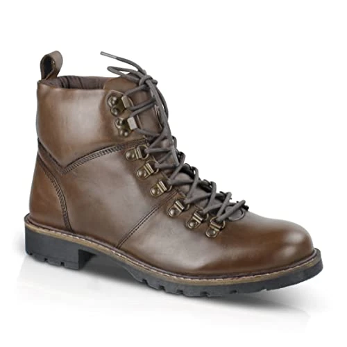 Men's Marble Leather Ankle Lace up Boot, Brown, 12