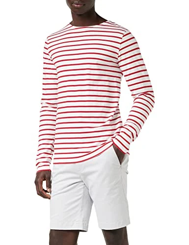 Men's Marinière plozévet Homme Long Sleeve Top, Multicolour (320 Blanc/Braise 320), Larg