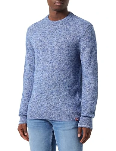 Men's Melange Crew Neck Pull Sweater, Boat Blue 3580, S