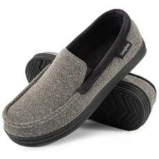 Men's Memory Foam Moccasin Slippers Plush Fleece House Slipper in Indoor Outdoor Shoes, Grey, 11 UK Men's Memory Foam Moccasin Slippers Plush Fleece House Slipper in Indoor Outdoor Shoes, Grey, 11 UK