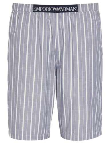 Men's  Men's Bermuda Yarn Dyed Woven Pyjamas Sweatpants, Blue Irregular Stripe, S UK