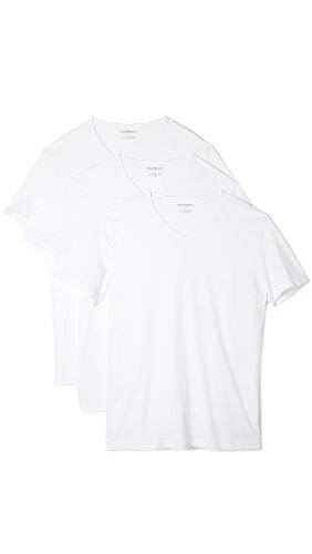 Men's  Men's Cotton V-neck T-shirt, 3-pack Undershirt, White, L UK