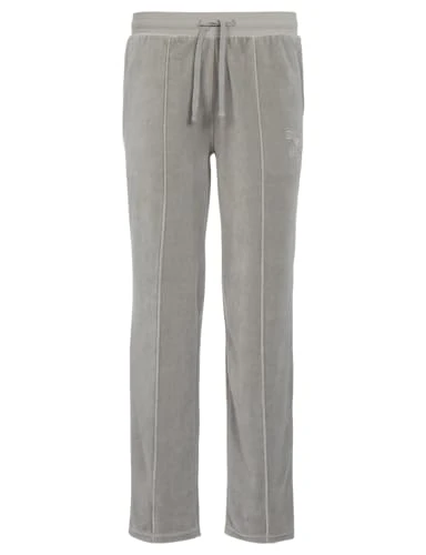 Men's  Men's Jacquard Chenille Trousers With Pintuck Detail and Bold Logo Sweatpants, Pebble Grey, L