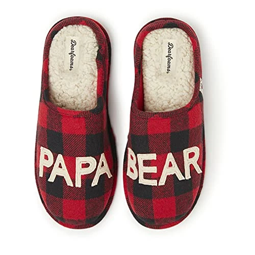 Men's  Men's Papa Bear Slipper, Buffalo Plaid, Large UK