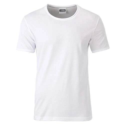 Men's Men's t-Shirt with Trendy roll Hem (XXL, White)