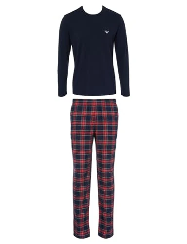 Men's  Men's Tartan Flannel Pyjama set, Check Navy/Red, XL UK