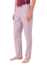Men's  Men's Trousers Yarn Dyed Woven Pyjamas Sweatpants, Burgundy/white stripe, M UK
