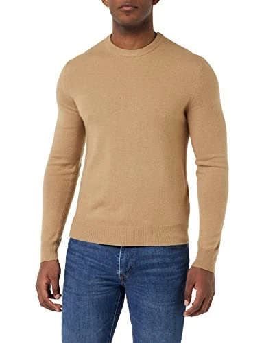 Men's Merino Cash Mix Crew Jumper Sweater, Camel, XL