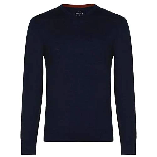 Mens Merino V Neck Jumper Long Sleeves (Navy, Small)