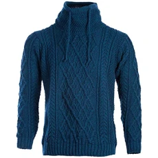 - Men's Merino Wool Blackburne Jumper w/Drawstrings - Navy Blue - Medium