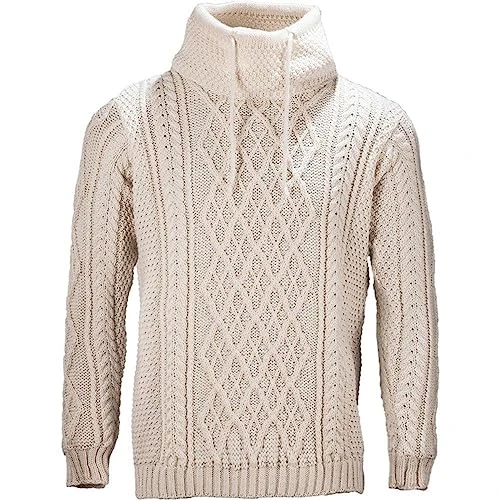 Men's Merino Wool Blackburne Jumper w/Drawstrings - Pearl - X-Large