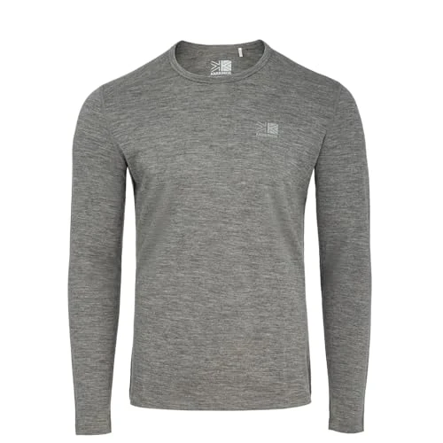 Mens Merino Wool Long Sleeve Outdoor Top Grey M