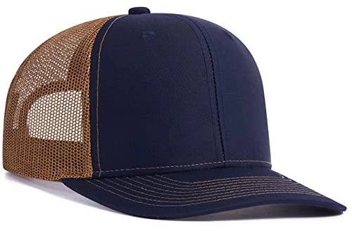 Men's Mesh Baseball Caps Outdoor Adjustable Peaked Cap for Men UK Summer Sun Protection Tracker Hat Cotton Driver Driving Caps Casual Breathable Duckbill Hat Hiking Sports Cap Navy Blue Brown