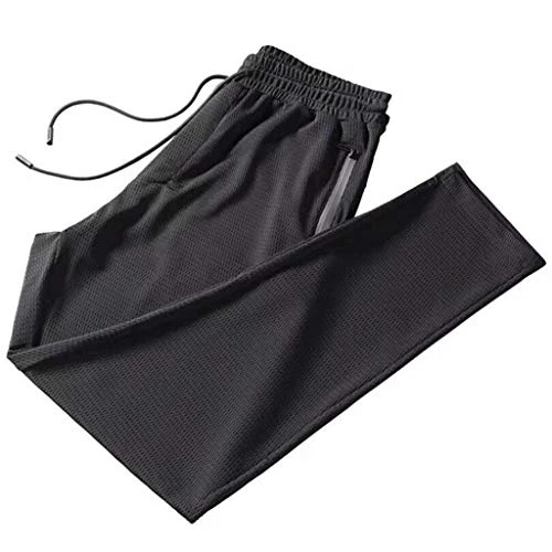 Men's Mesh Joggers Pants Lightweight Breathable Sweatpants Elastic Waist Drawstring Open Bottom Trac