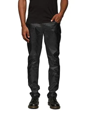 Mens Metallic Shiny Pants Disco Pants 70s Party Dance Night Club Pants Straight Leg Trousers, Mature Black, X-Large