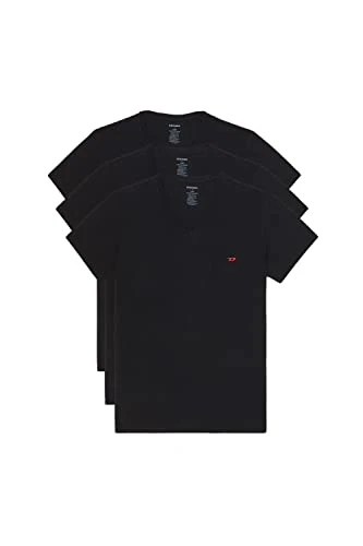 Men's Michael 3 Pack V-Neck T-Shirts Base Layer, Black, S