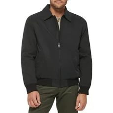Men's Micro Twill Golf Bomber Jacket (Standard and Big & Tall), Black Filled, S Men's Micro Twill Golf Bomber Jacket (Standard and Big & Tall), Black Filled, S