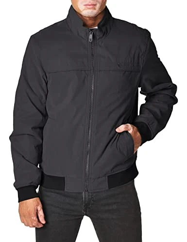 Men's Micro Twill Golf Bomber Jacket Windbreaker, Black, S