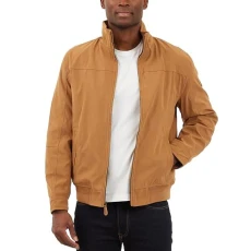 Men's Microfiber Bomber Jacket, Brown, M Men's Microfiber Bomber Jacket, Brown, M