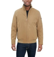 Men's Microfiber Bomber Jacket, Brown, S Men's Microfiber Bomber Jacket, Brown, S