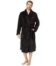 mens Microfiber Plush RobeBathrobe, Black, L-X-L mens Microfiber Plush RobeBathrobe, Black, L-X-L