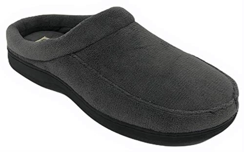 Men's Microfibre Terry Clog with Memory Foam Slippers (Pavement, 13-14)