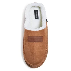Mens Microsuede Clog Slippers, Warm Fuzzy Rubber Sole Home Bedroom Slipper, Comfortable Indoor Outdoor House Shoes, Tan, M