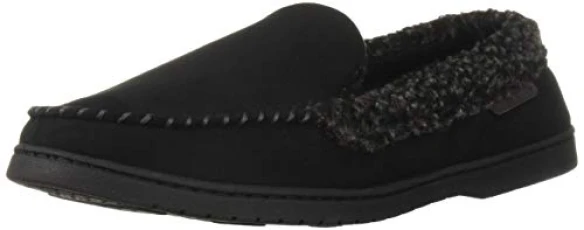 Men's Microsuede Moc Whipstitch Mem Foam Slipper black Size: 13-14 Men's Microsuede Moc Whipstitch Mem Foam Slipper black Size: 13-14