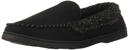 Men's Microsuede Moc Whipstitch Mem Foam Slipper black Size: 13-14