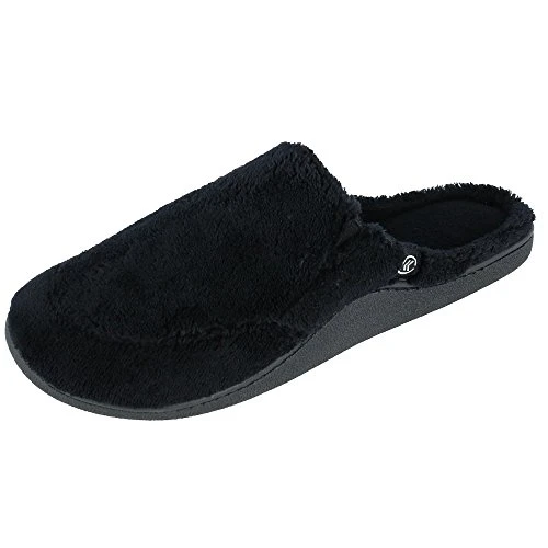 Men's Microterry Open Back Clog Slippers, 2XL, Black