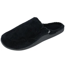 Men's Microterry Open Back Clog Slippers, 2XL, Black Men's Microterry Open Back Clog Slippers, 2XL, Black